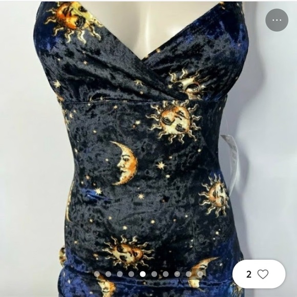 Sun & Moon Navy Velvet Bodycon Dress Size M - Picture 2 of 8
